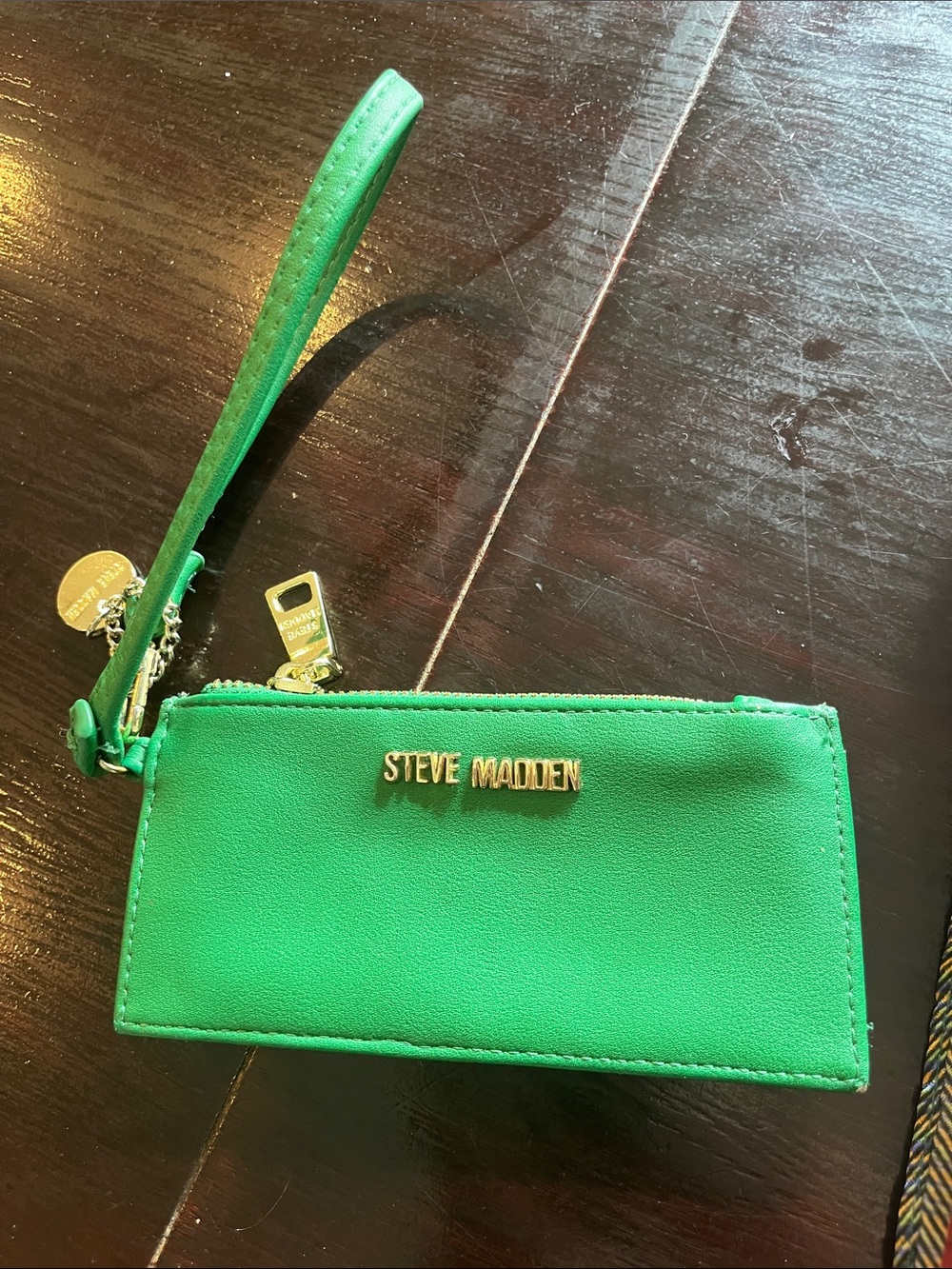 Steve Madden Green Wristlet Clutch with Gold Hardware